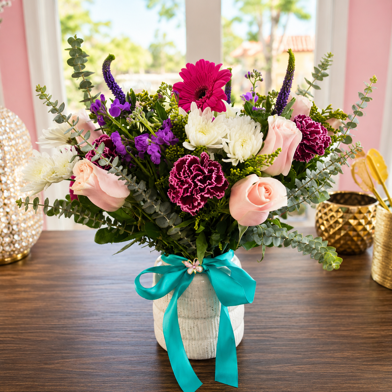 Blushing Jewel Rose Arrangement