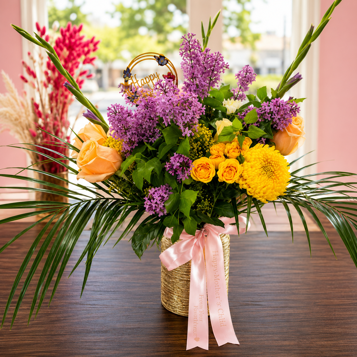 Golden Lilac & Rose Arrangement
