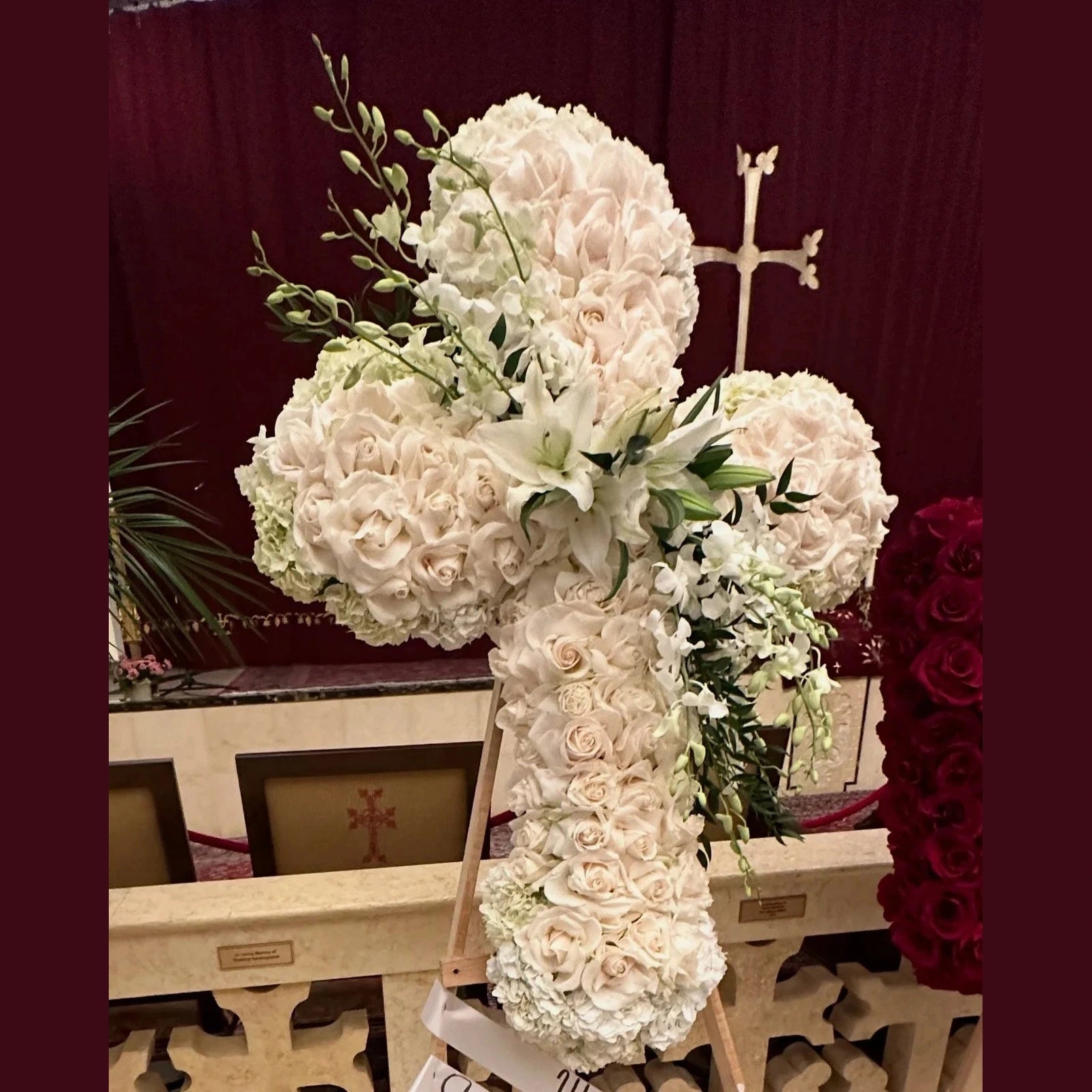 Floral Cross Roses Side View