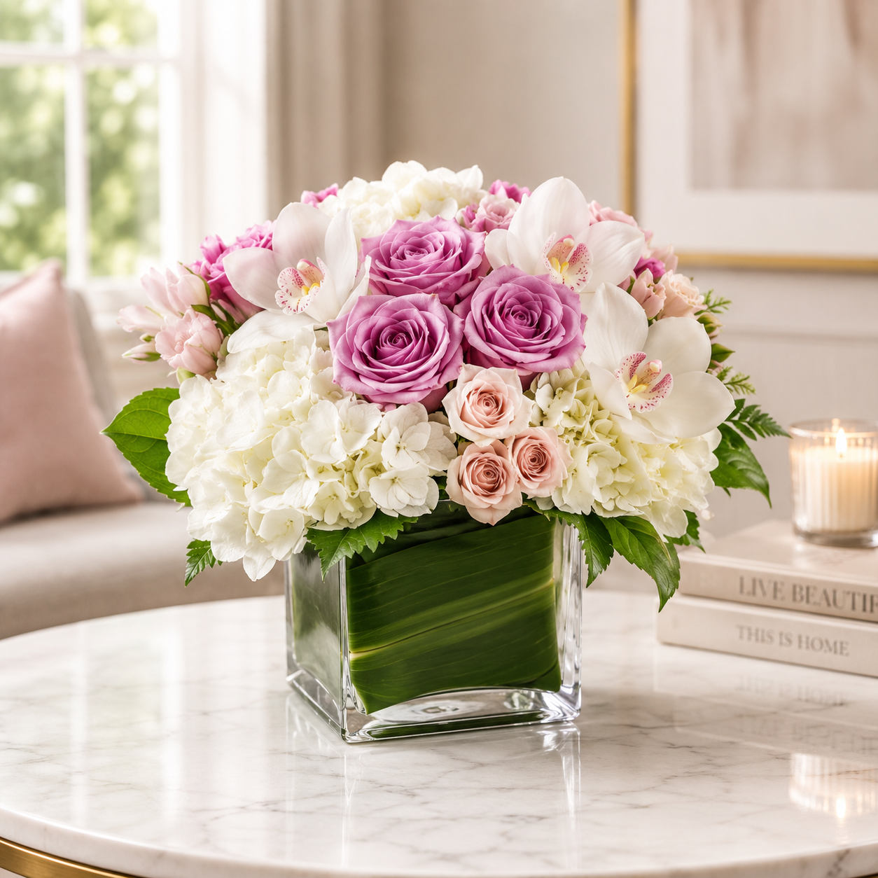 Peach Garden Rose Arrangement