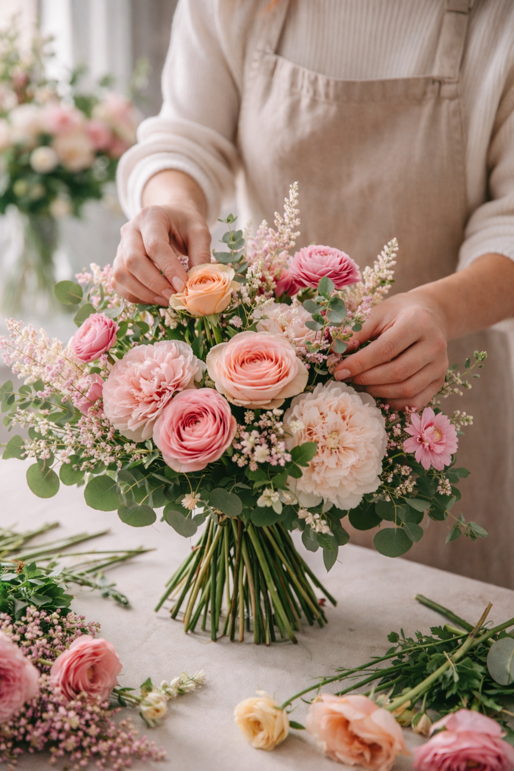 Florist arranging a bouquet