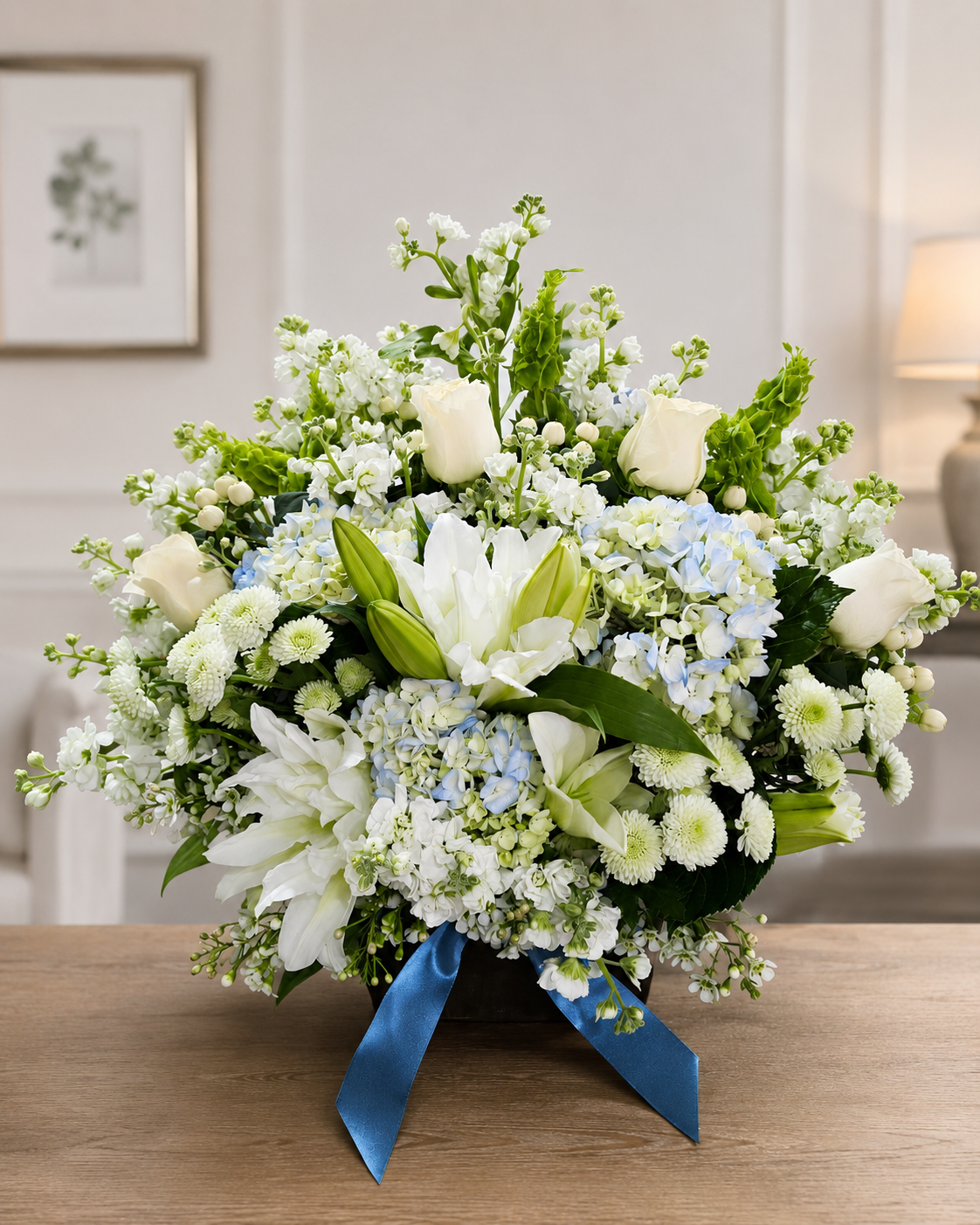 Serene Blue & White Sympathy Arrangement